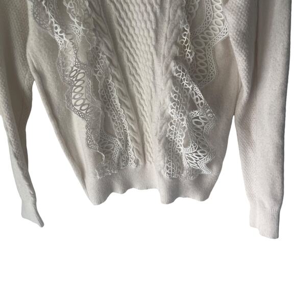 Lulus Women's Size Small White Cottage Coquette Feminine Lace Sweater - Picture 4 of 9